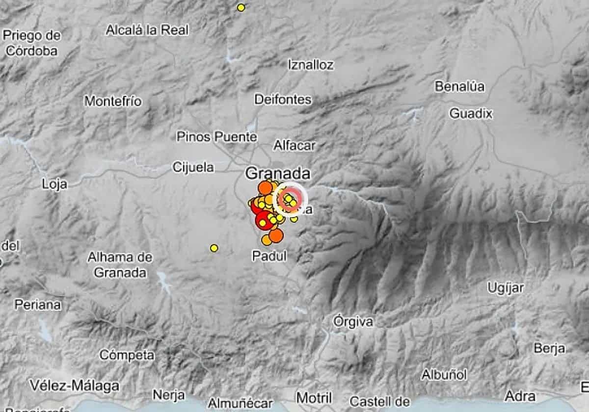 Una veintena de terremotos este jueves en Granada y un sobresalto de madrugada
